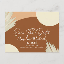 Modern Boho Arch Bio Shapes Tan Save the Date Postkarte