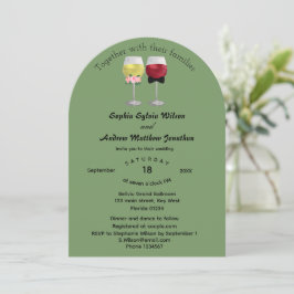Modern Boho Arch Couple Wine Wedding Einladung