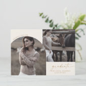 Modern Boho Arch Cream Graduate 3 Foto Abschluss Ankündigung (Stehend Vorderseite)