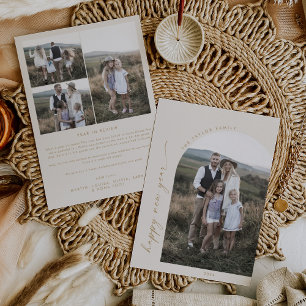 Modern Boho Arch Cream Happy New Year Foto Feiertagskarte