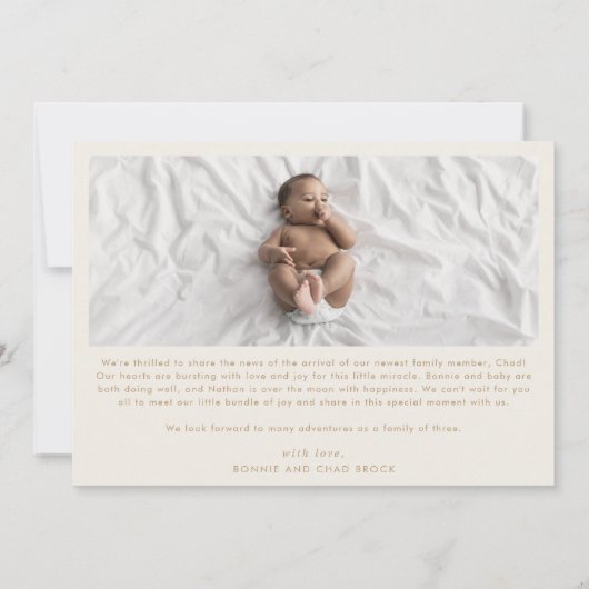 Modern Boho Arch | Cream Hello Baby 3 Foto Birth Ankündigung (Rückseite)