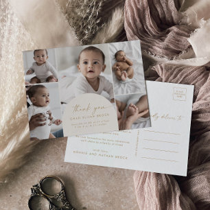 Modern Boho Arch Cream Multi-Foto Vielen Dank, das Ankündigungspostkarte