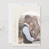 Modern Boho Arch | Cream Photo Marry Christmas Save The Date (Vorderseite)