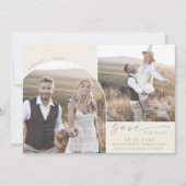 Modern Boho Arch | Creme-2-Foto Save The Date (Vorderseite)