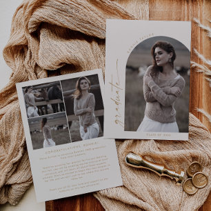 Modern Boho Arch   Creme Graduate Foto Abschluss Ankündigung