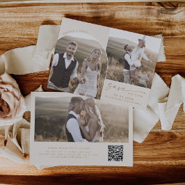 Modern Boho Arch | Creme QR Code 3 Foto Save The Date