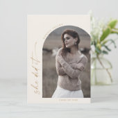 Modern Boho Arch Creme Sie tat es Foto Abschluss Ankündigung (Stehend Vorderseite)