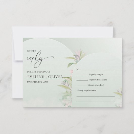 Modern Boho arch dusty green eucalyptus blush RSV RSVP Karte (Vorderseite)