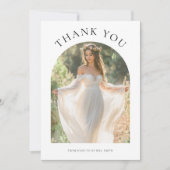 Modern Boho Arch Foto Brautparty Typografie Dankeskarte (Vorderseite)