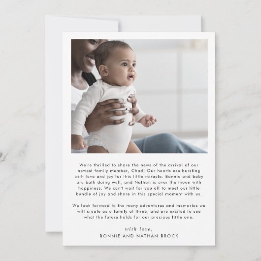 Modern Boho Arch Foto Collage Geburt Ankündigung (Rückseite)