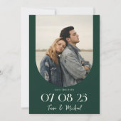 Modern Boho Arch Foto Emerald Green Wedding Save The Date (Vorderseite)