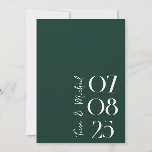 Modern Boho Arch Foto Emerald Green Wedding Save The Date (Rückseite)