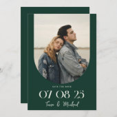 Modern Boho Arch Foto Emerald Green Wedding Save The Date (Vorne/Hinten)