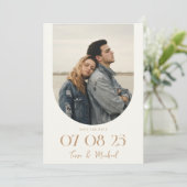 Modern Boho Arch Foto Ivory Tan Wedding Save The Date (Stehend Vorderseite)