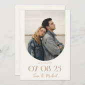 Modern Boho Arch Foto Ivory Tan Wedding Save The Date (Vorne/Hinten)