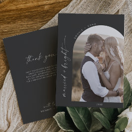 Modern Boho Arch Grau Verheiratet und hell Vielen Feiertagskarte