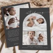 Modern Boho Arch | Graue FotoCollage Birth Ankündigung