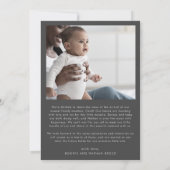 Modern Boho Arch | Graue FotoCollage Birth Ankündigung (Rückseite)