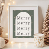 Modern Boho Arch Green und Gold Merry Merry Print Poster