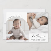 Modern Boho Arch Hello Baby 3 Foto Birth Ankündigung (Vorderseite)