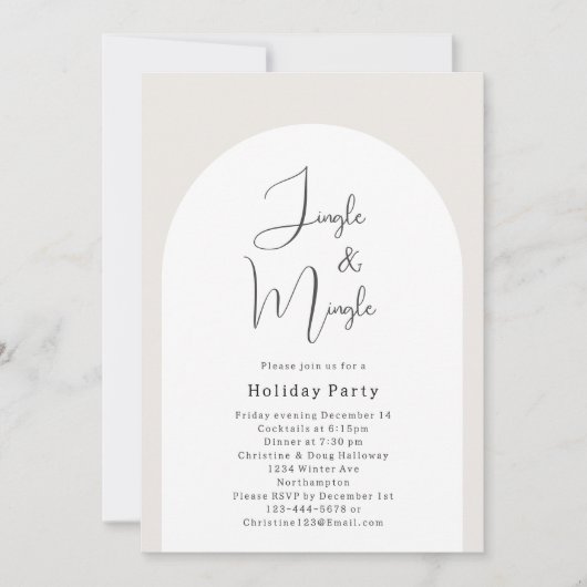 Modern Boho Arch Jingle & Mingle Weihnachts-Party Einladung (Vorderseite)