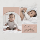 Modern Boho Arch | Lachs 2 Foto Dankeschön an die  Ankündigungspostkarte (Vorderseite)