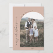 Modern Boho Arch | Lachs Frohe Weihnachten Foto (Vorderseite)