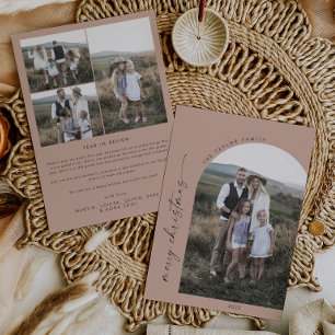 Modern Boho Arch Lachs Weihnachtsfeiertag Foto Feiertagskarte