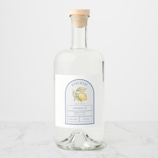 Modern Boho Arch Lemons Limoncello Hochzeitsflasch Alkoholflaschenetikett (Vorderseite)