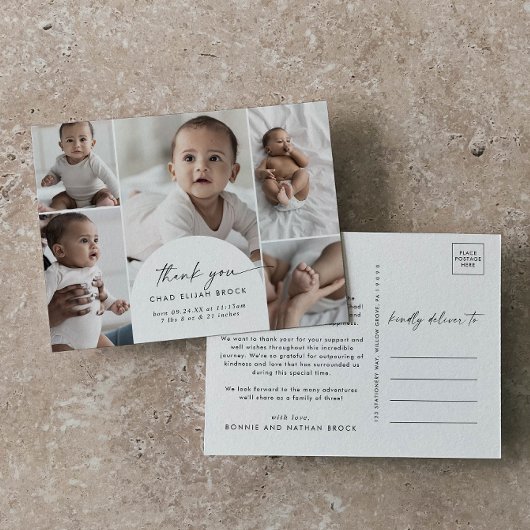 Modern Boho Arch Multi-Foto Vielen Dank für Ihre G Ankündigungspostkarte