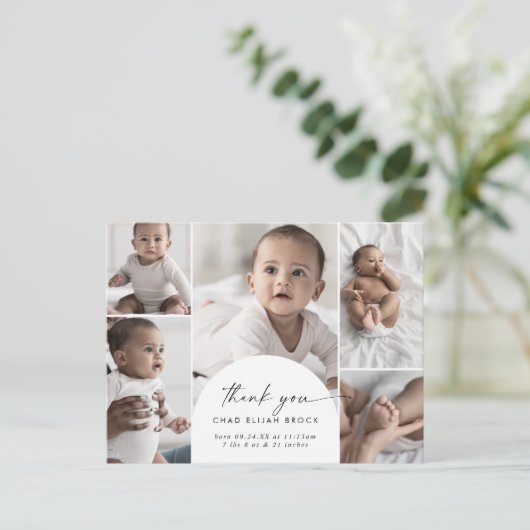 Modern Boho Arch Multi-Foto Vielen Dank für Ihre G Ankündigungspostkarte (Stehend Vorderseite)