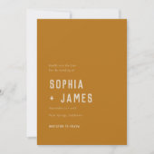 Modern Boho Arch Ochre Orange Typograph Save The Date (Vorderseite)