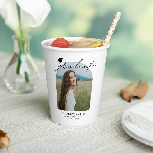 Modern Boho Arch Photo Graduation Party Pappbecher (In Situ)