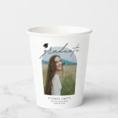 Modern Boho Arch Photo Graduation Party Pappbecher (Rückseite)