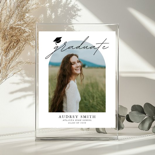 Modern Boho Arch Photo Graduation Party Poster