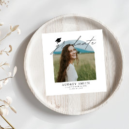 Modern Boho Arch Photo Graduation Party Serviette