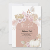 Modern Boho Arch Pumpkin Es ist eine Girl Baby Dus Einladung (Vorderseite)