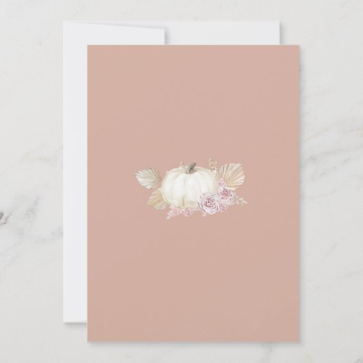 Modern Boho Arch Pumpkin Es ist eine Girl Baby Dus Einladung (Rückseite)