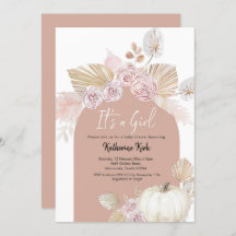 Modern Boho Arch Pumpkin Es ist eine Girl Baby Dus