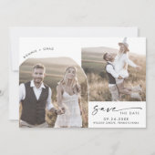 Modern Boho Arch QR Code 3 Foto Save The Date (Vorderseite)