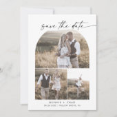 Modern Boho Arch QR Code Foto Collage Save The Date (Vorderseite)