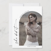 Modern Boho Arch Sie tat es Foto Abschluss Ankündigung (Vorderseite)