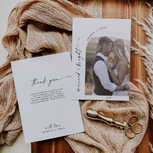 Modern Boho Arch Verheiratet und hell Vielen Dank Feiertagskarte
