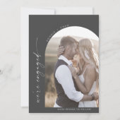 Modern Boho Arch | Verlobung des grauen Fotos Ankündigung (Vorderseite)