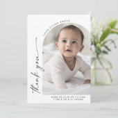 Modern Boho Arch Vielen Dank Foto Birth Ankündigung (Stehend Vorderseite)