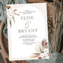 Modern Boho Arch White Floral Wedding Einladung
