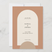 Modern Boho Arch Wüste Terracotta Sand Save The Date (Vorderseite)