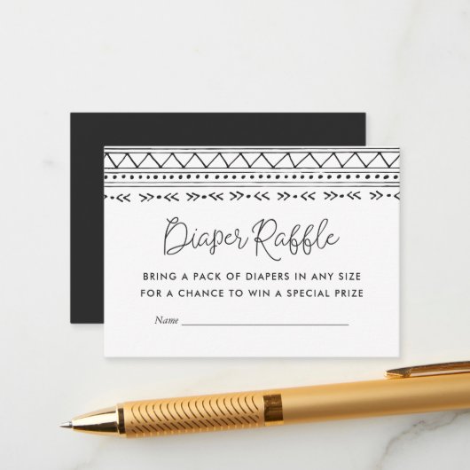 Modern Boho Baby Shower Diaper Raffle Begleitkarte (Vorderseite/Rückseite Beispiel)