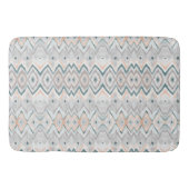 Modern Boho Beach Aquamarin Peach Grau Zickzack Di Badematte (Vorderseite)