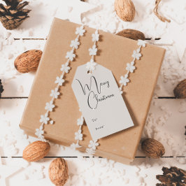 Modern Boho Beige frohe Weihnachten von und zu Geschenkanhänger